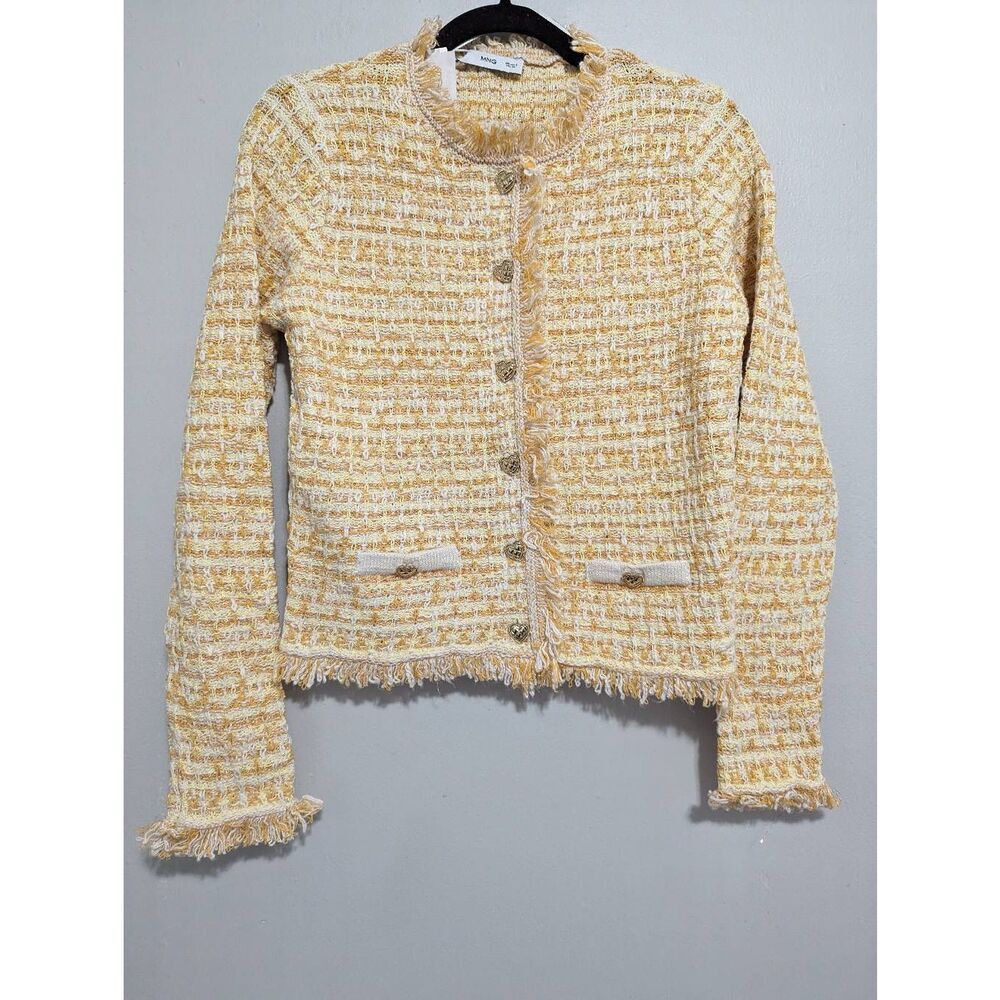 Mango pocket tweed cardigan Small